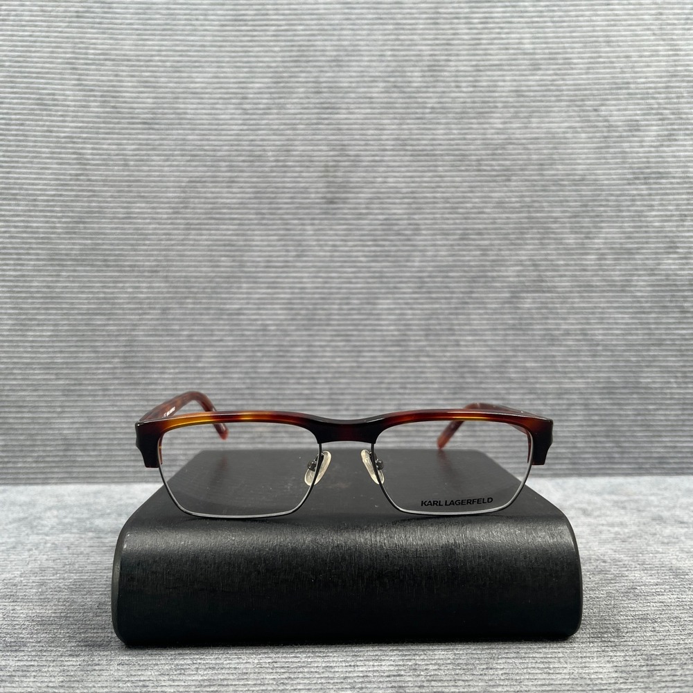 Karl Lagerfeld KL216 Tortoise Semi Rimless Rectangular Y2k Eyeglasses 53 17 140